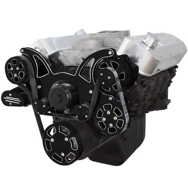 CVF Racing - CVF Chevy Big Block Serpentine System with AC, Power Steering & Alternator with Electric Water Pump (All Inclusive) - Black Diamond - Image 1