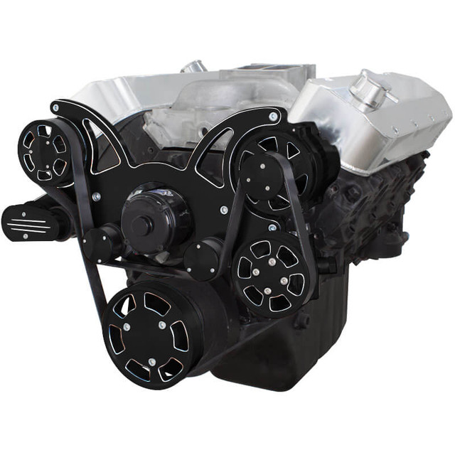 CVF Racing - CVF Chevy Big Block Serpentine System with Power Steering & Alternator with Electric Water Pump (All Inclusive) - Black Diamond - Image 1