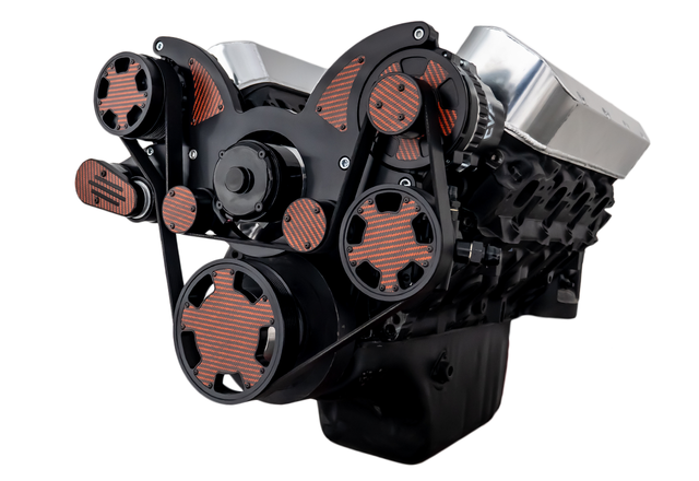 CVF Racing - CVF Chevy Big Block Serpentine System with AC, Power Steering & Alternator with Electric Water Pump (All Inclusive) - Black W/ Carbon Fiber Inlay - Image 1