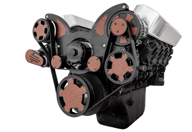 CVF Racing - CVF Chevy Big Block Serpentine System with Power Steering & Alternator with Electric Water Pump (All Inclusive) - Black W/ Carbon Fiber Inlet - Image 1