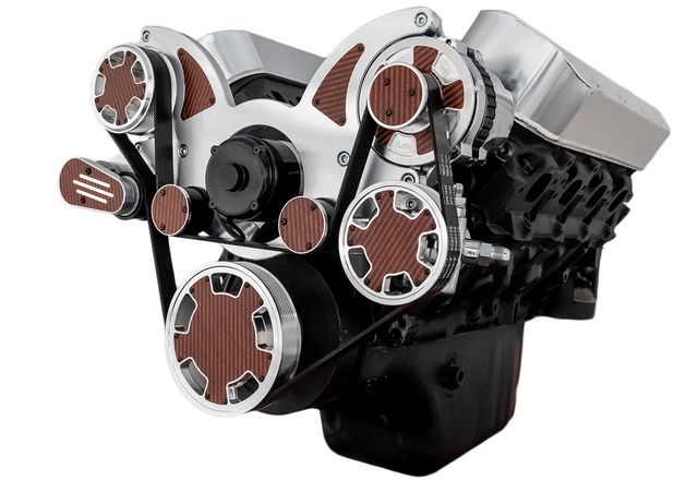 CVF Racing - CVF Chevy Big Block Serpentine System with Power Steering & Alternator with Electric Water Pump (All Inclusive) - Polished W/ Carbon Fiber Inlet - Image 1