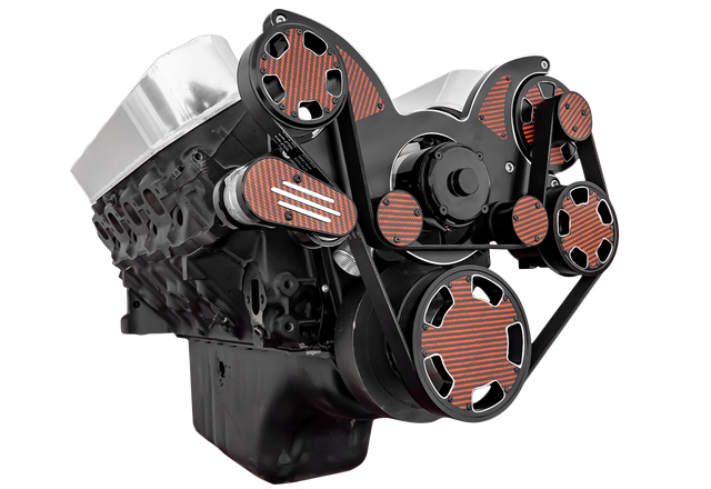 CVF Racing - CVF Chevy Big Block Serpentine System with Power Steering & Alternator with Electric Water Pump (All Inclusive) - Black Diamond W/ Carbon Fiber Inlet - Image 1