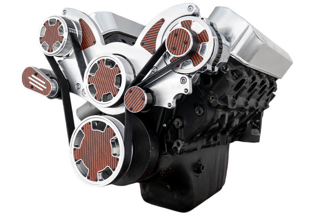 CVF Racing - CVF Chevy Big Block Serpentine System with Alternator Only (All Inclusive) - Polished W/ Carbon Fiber Inlay - Image 1