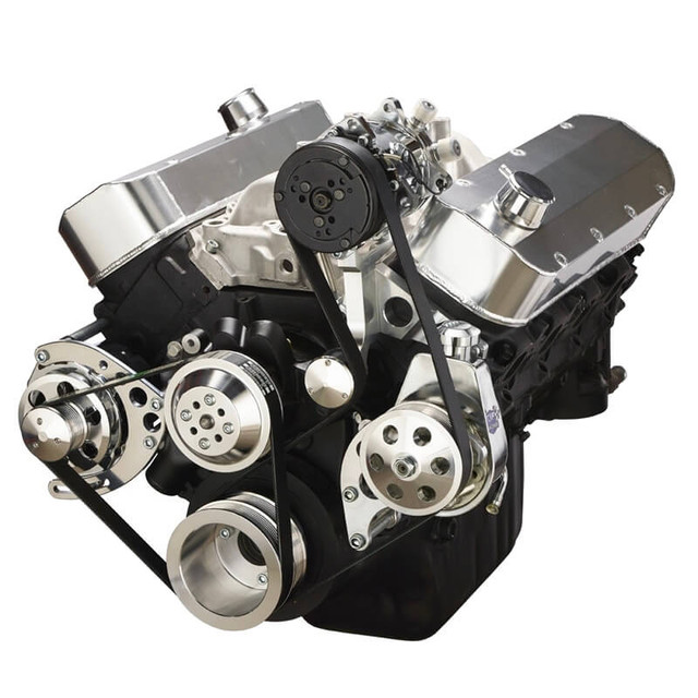thumbnail image 2 of CVF Racing SBC Serpentine Conversion Kit – Electric Water Pump, Power Steering, Polished Billet 2 of 5