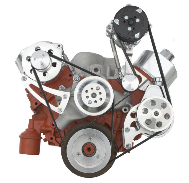 CVF Racing - CVF Chevy Big Block Serpentine Serpentine Conversion Kit with High Mount ALT- Power Steering, AC Brackets, For Long Water Pump - Polished - Image 1