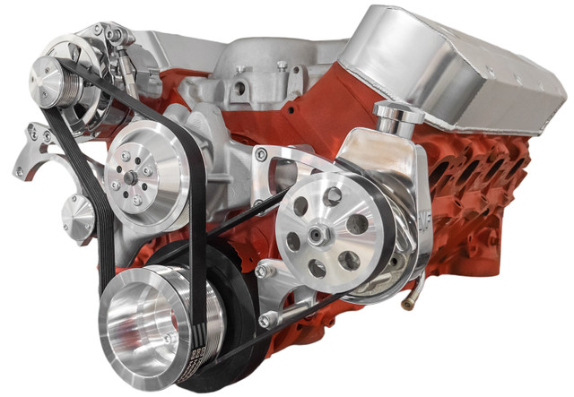 CVF Racing - CVF Chevy Big Block Serpentine Serpentine Conversion Kit with Mid-Mount Alternator & Power Steering, Long Water Pump - Polished - Image 1