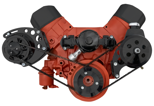 thumbnail image 2 of RodSpeed Big Block Chevy Pulley Kit: Long Water Pump, Crankshaft, Alternator Pulleys – Aluminum V-Belt 2 of 2