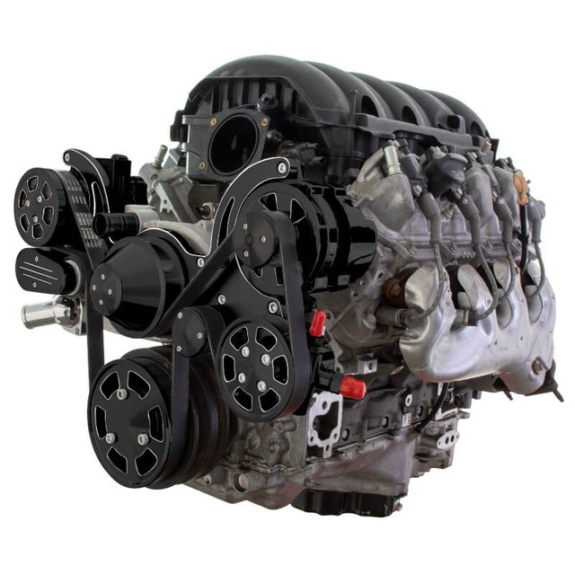 CVF Racing - CVF Chevy LT1 Gen V Serpentine System with AC, Power Steering & Alternator - Black Diamond (All Inclusive) - Image 1