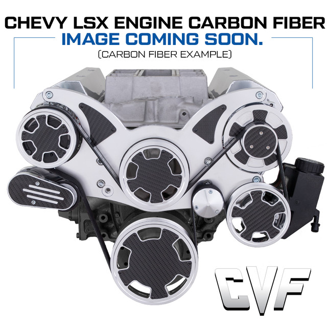 CVF Racing - CVF Chevy LS Mid-Mount Serpentine System with AC, Alternator & Power Steering - Polished W/ Carbon Fiber Inlay (All Inclusive) - Image 1