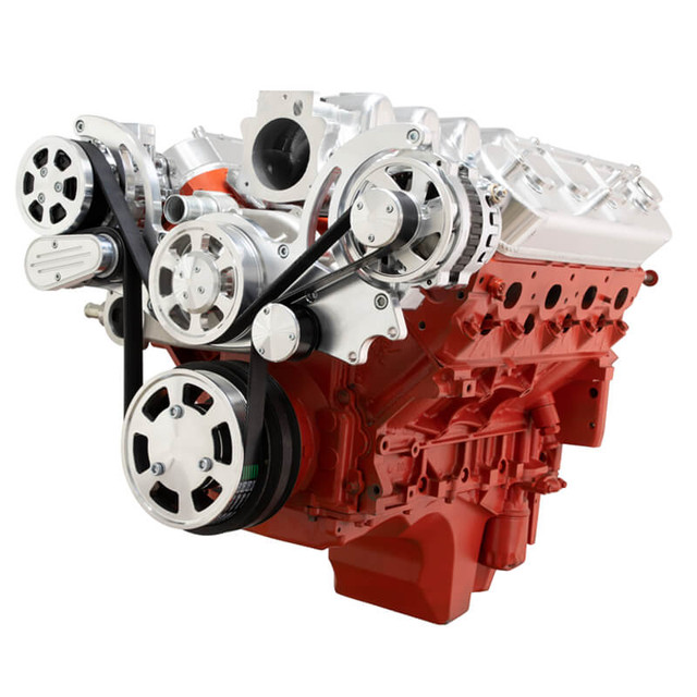 CVF Racing - CVF Chevy LS Mid-Mount Serpentine System with AC & Alternator - Polished (All Inclusive) - Image 1