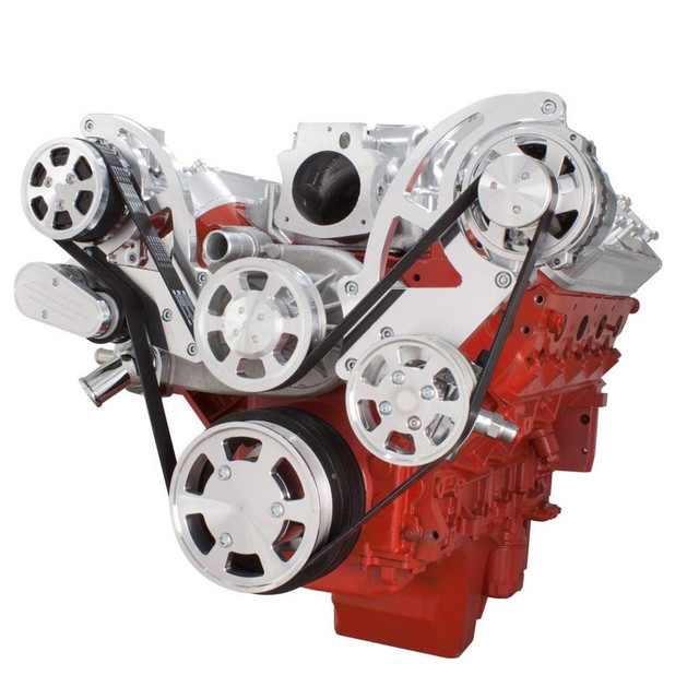 CVF Racing - CVF Chevy LS High-Mount Serpentine System with AC & Alternator - Polished (All Inclusive) - Image 1