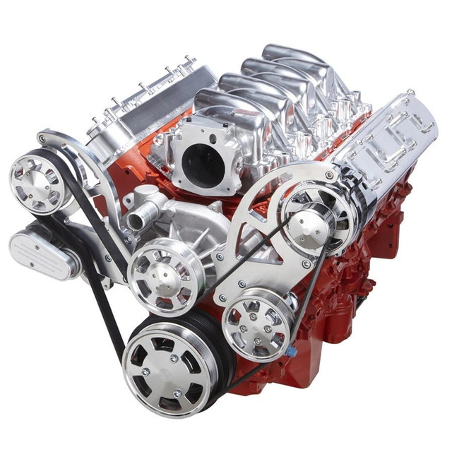 CVF Racing - CVF Chevy LS High-Mount Serpentine System with Power Steering & Alternator - Polished (All Inclusive) - Image 1