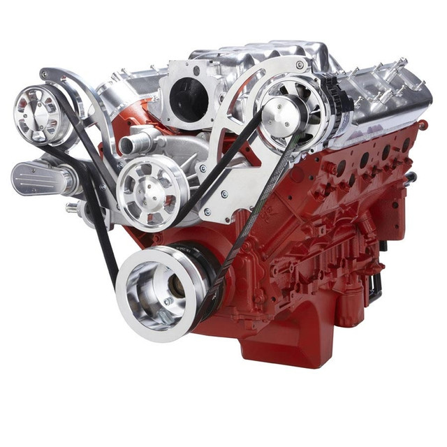 CVF Racing - CVF Chevy LS High-Mount Serpentine System with Alternator Only - Polished (All Inclusive) - Image 1