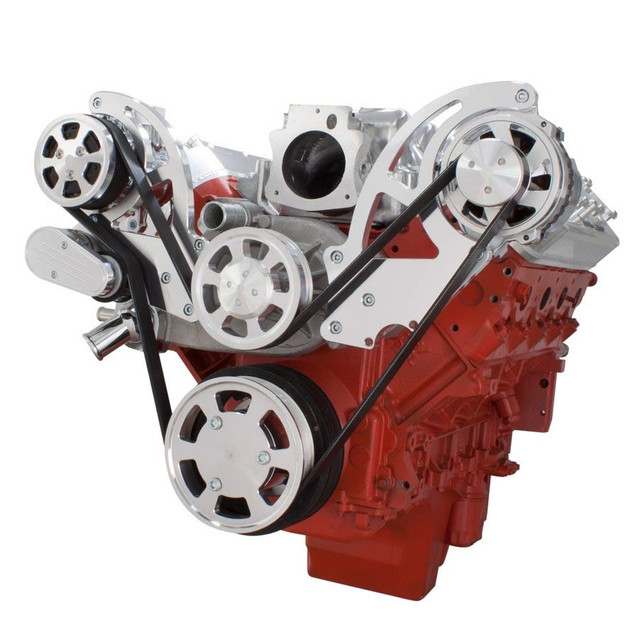 CVF Racing - CVF Chevy LS High-Mount Serpentine System with AC & Alternator - Polished (All Inclusive) - Image 1