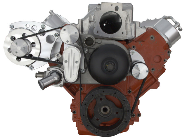 CVF Racing - CVF Chevy LS Serpentine Conversion with Alternator Only Brackets, For Mechanical Water Pump - Polished - Image 1