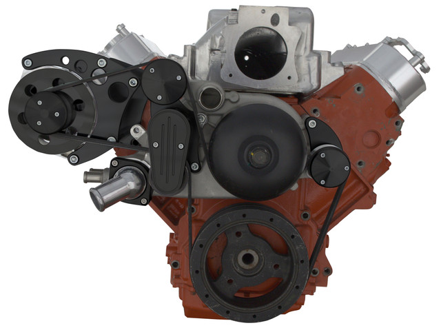 CVF Racing - CVF Chevy LS Serpentine Conversion with Alternator Only Brackets, For Mechanical Water Pump - Black - Image 1