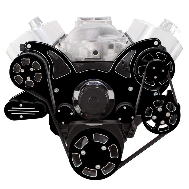 CVF Racing - CVF Chevy BBC Gen VI Serpentine System with Power Steering & Alternator with Electric Water Pump - Black Diamond (All Inclusive) - Image 1