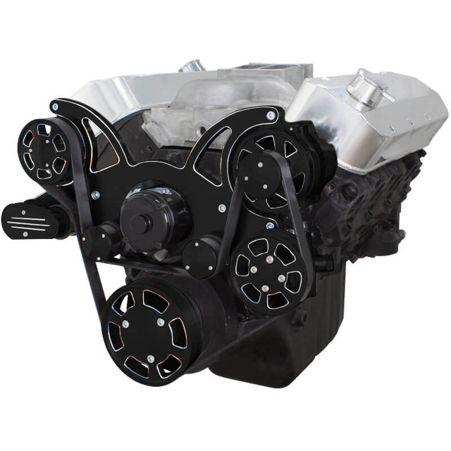 CVF Racing - CVF Chevy BBC Gen VI Serpentine System with Power Steering & Alternator with Electric Water Pump - Black Diamond (All Inclusive) - Image 1