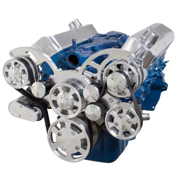 CVF Racing - CVF Ford SBF 289, 302 & 351W Serpentine System with Power Steering & Alternator - Polished (All Inclusive) - Image 1