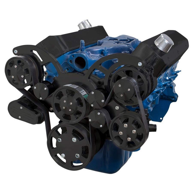 CVF Racing - CVF Ford SBF 289, 302 & 351W Serpentine System with Power Steering & Alternator - Black (All Inclusive) - Image 1