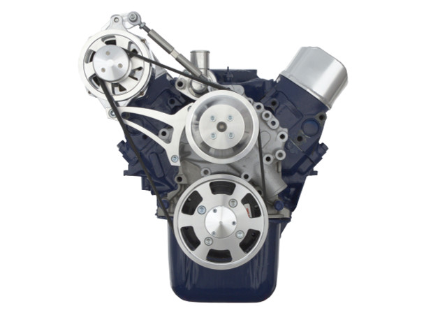 CVF Racing - CVF Ford SBF 289, 302 & 351W Serpentine Conversion Special Cobra Configuration with High Mount Alternator Only Bracket, For High Flow Water Pump - Polished - Image 1