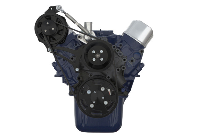 CVF Racing - CVF Ford SBF 289, 302 & 351W Serpentine Conversion Special Cobra Configuration with High Mount Alternator Only Bracket, For High Flow Water Pump - Black - Image 1