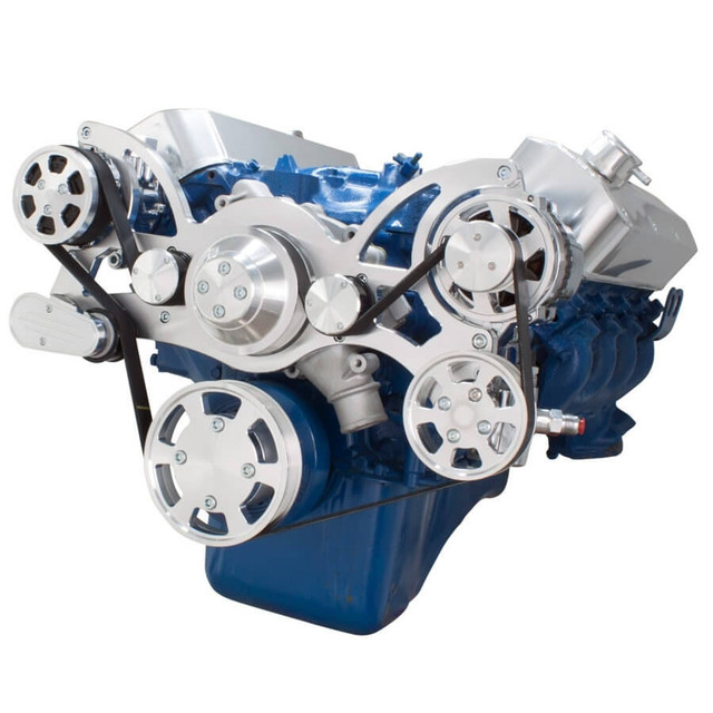 CVF Racing - CVF Ford BBF 429 & 460 Serpentine System with AC, Power Steering & Alternator, High Flow Water Pump - Polished (All Inclusive) - Image 1