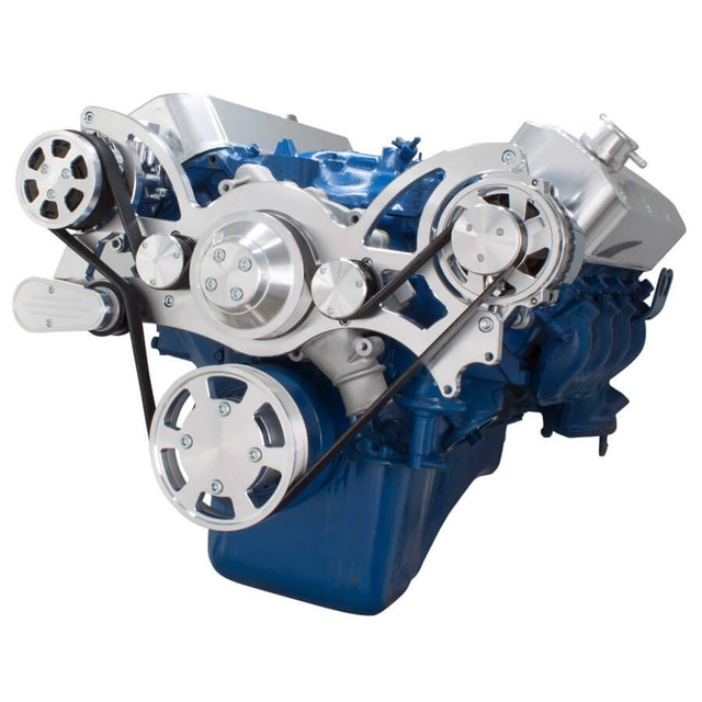 CVF Racing - CVF Ford BBF 429 & 460 Serpentine System with AC & Alternator, High Flow Water Pump - Polished (All Inclusive) - Image 1