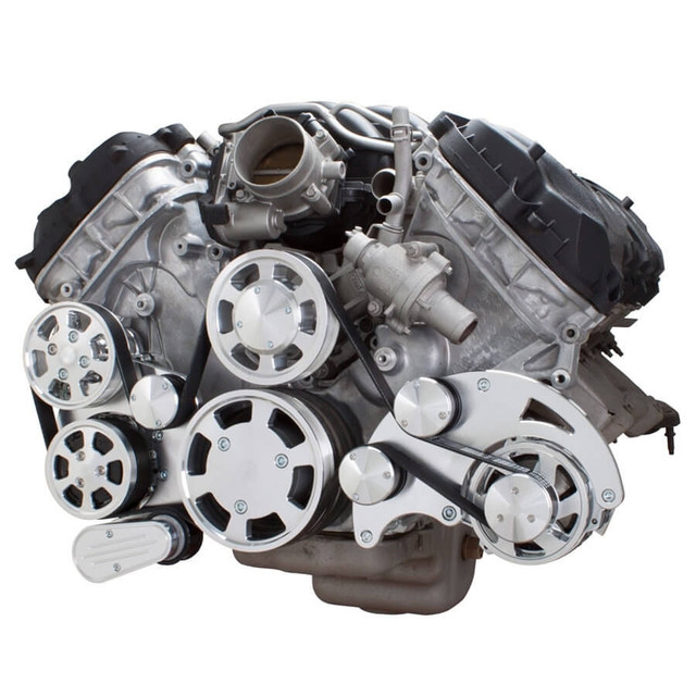 CVF Racing - CVF Ford Coyote 5.0L Serpentine System with AC, Power Steering & Alternator, High Flow Water Pump - Polished (All Inclusive) - Image 1