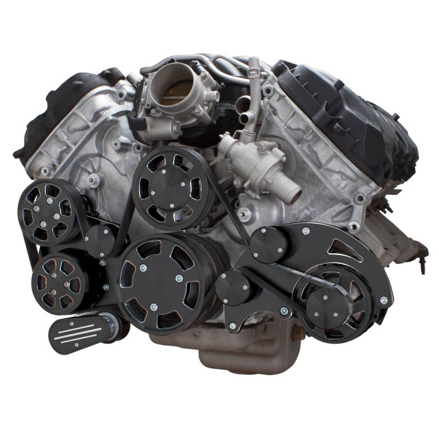 CVF Racing - CVF Ford Coyote 5.0L Serpentine System with AC, Power Steering & Alternator, High Flow Water Pump - Black Diamond (All Inclusive) - Image 1