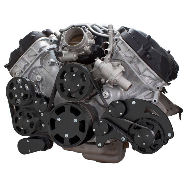 CVF Racing - CVF Ford Coyote 5.0L Serpentine System with Alternator & Power Steering, High Flow Water Pump - Black (All Inclusive) - Image 1