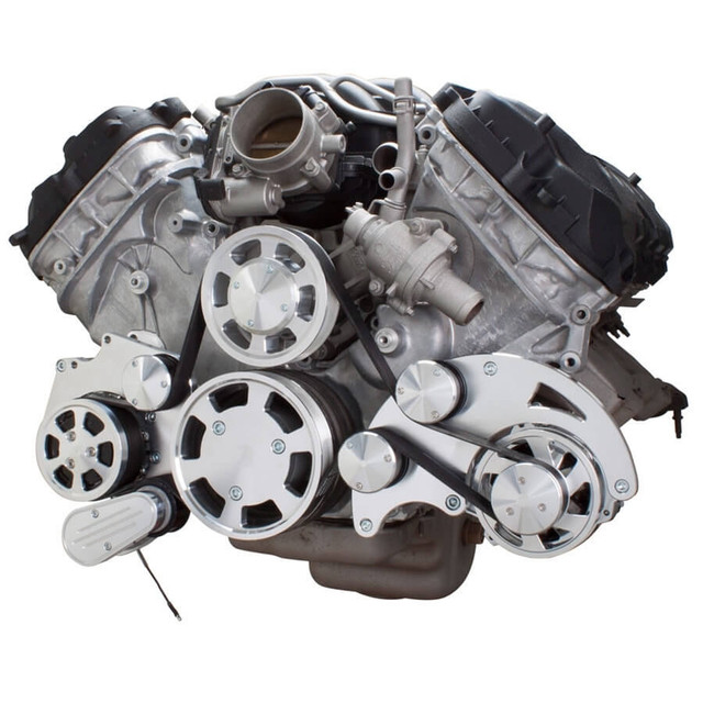 CVF Racing - CVF Ford Coyote 5.0L Serpentine System with AC & Alternator, High Flow Water Pump - Polished (All Inclusive) - Image 1