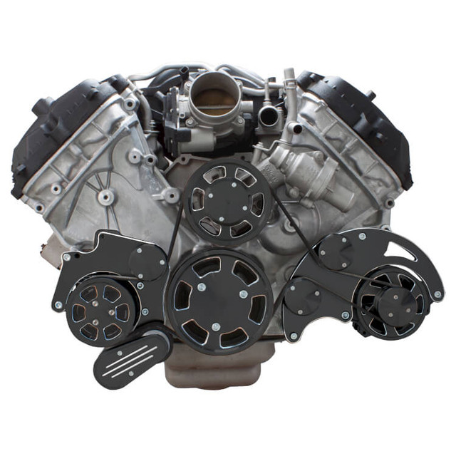 CVF Racing - CVF Ford Coyote 5.0L Serpentine System with AC & Alternator, High Flow Water Pump - Black Diamond (All Inclusive) - Image 1