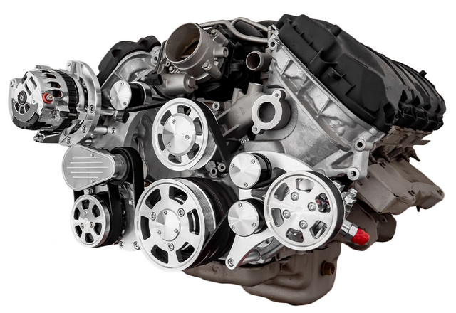 CVF Racing - CVF Ford Coyote 5.0L Compact Serpentine System with AC, Power Steering & Alternator, High Flow Water Pump - Polished (All Inclusive) - Image 1