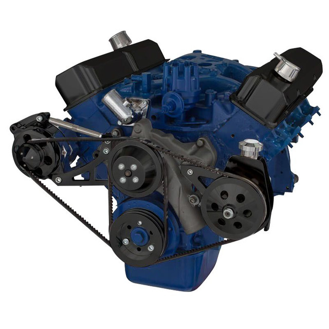 CVF SBF FE V-Belt System with Alternator Power Steering Brackets