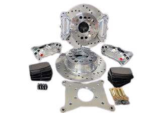 Aerospace Components - Aerospace Ford 8.8 Housing Ends 4 Piston Heavy Duty Dual Rear Drag Disc Brakes With C-Clip Eliminators (5 Lug) Non-ABS - 5/8" Studs - Image 1
