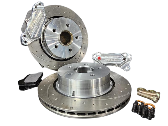 Aerospace Components - Aerospace Toyota Supra MK5 A90 2019-2023 4 Piston Front Pro Street Dimpled & Slotted Drag Disc Brakes - Image 1