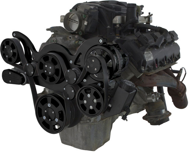 CVF Racing - CVF Gen III Hemi Serpentine System with Power Steering & Alternator For High Flow Water Pump - Black (All Inclusive) - Image 1