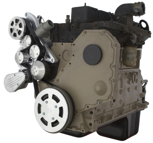 CVF Racing - CVF Cummins Serpentine System with AC & Alternator For High Flow Water Pump - Polished (All Inclusive) - Image 1