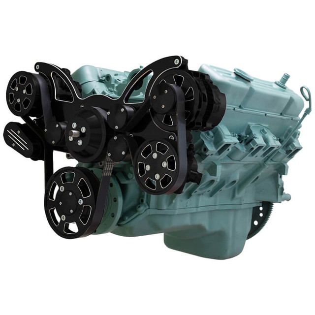 CVF Racing - CVF Buick Big Block 455 Serpentine System with Powersteering, AC & Alternator For High Flow Water Pump - Black Diamond (All Inclusive) - Image 1