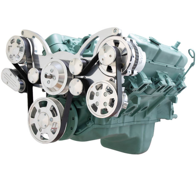 CVF Racing - CVF Buick Big Block 455 Serpentine System with Powersteering & Alternator For High Flow Water Pump - Polished (All Inclusive) - Image 1