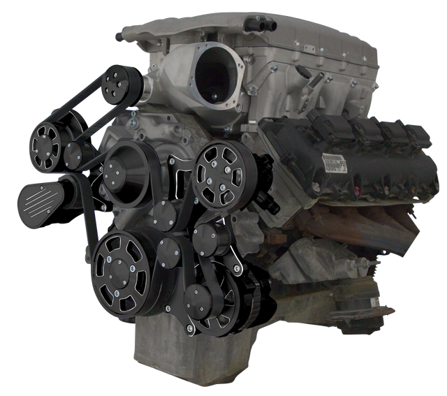 CVF Racing - CVF Wraptor Gen III Hemi Engine Whipple 3.0L Serpentine Bracket System with Power Steering , and Alternator - Black Diamond (All Inclusive) - Image 1