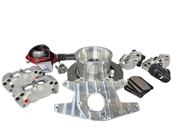 Aerospace Components - Aerospace Pro-Street 4 Piston Rear Disc Brakes For Lamb, Symmetrical Housing Ends W/ Parking Brake - 1/2" Studs - Image 1