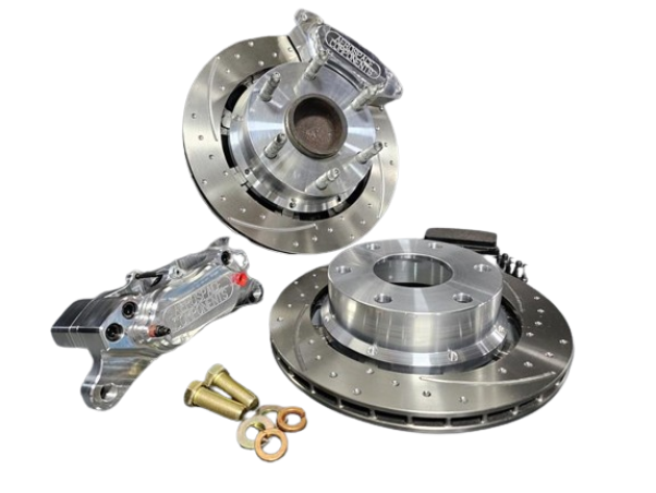 Aerospace Components - Aerospace 1999-2018 GM 1500 2WD & 4WD 4 Piston Pro-Street Dimpled & Slotted Front Drag Disc Brakes - Image 1