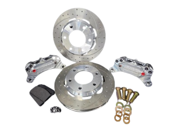 Aerospace Components - Aerospace 2010-2023 Ford F-150 2WD & 4WD 4 Piston Pro-Street Dimpled & Slotted Front Drag Disc Brakes - Image 1