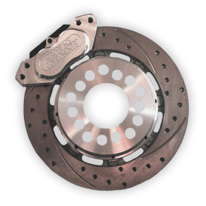 Aerospace Components - Aerospace 8.8 Ford Housing Ends 4 Piston Pro-Street Drilled & Slotted Duty Drag Disc Brakes With C-Clip Eliminators (5 Lug) - 1/2" Stud - Image 1