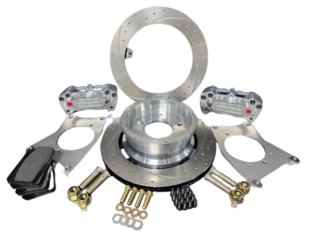 Aerospace Components - Aerospace 1999-2004 Ford Cobra IRS 4 Piston Rear Pro-Street Dimpled & Slotted Drag Disc Brakes (5 Lug) - 1/2" Studs - Image 1