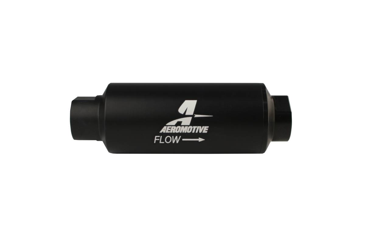 Aeromotive - Aeromotive Filter In-Line 10-Micron Fabric Element ORB-12 Port Black Hard-Coat Marine 2-1/2" OD - Image 1