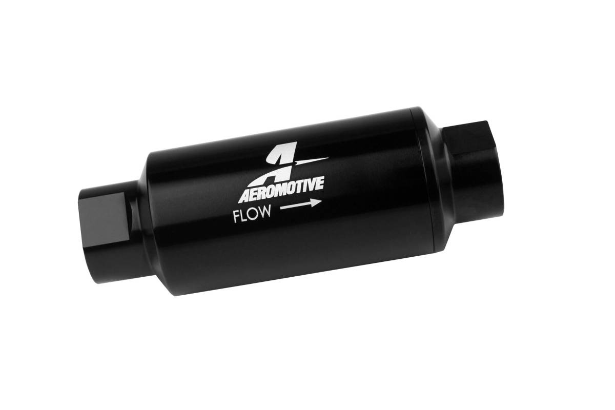 Aeromotive - Aeromotive Filter In-Line 40-Micron Stainless Mesh Element ORB-10 Port Bright-Dip Black 2" OD - Image 1