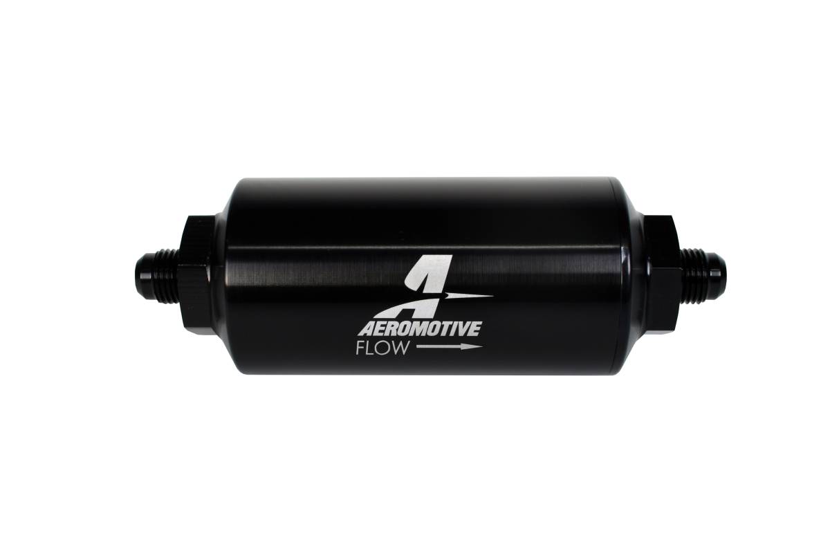 Aeromotive - Aeromotive Filter In-Line 10-Micron Microglass Element AN-06 Male Bright-Dip Black 2" OD - Image 1